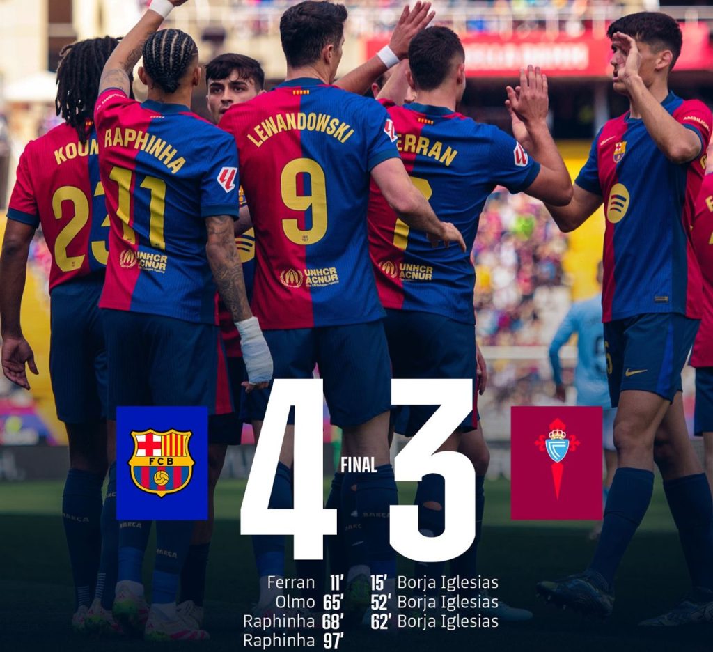 Liga : Le Barça bat Celta de Vigo grâce à une Remontada