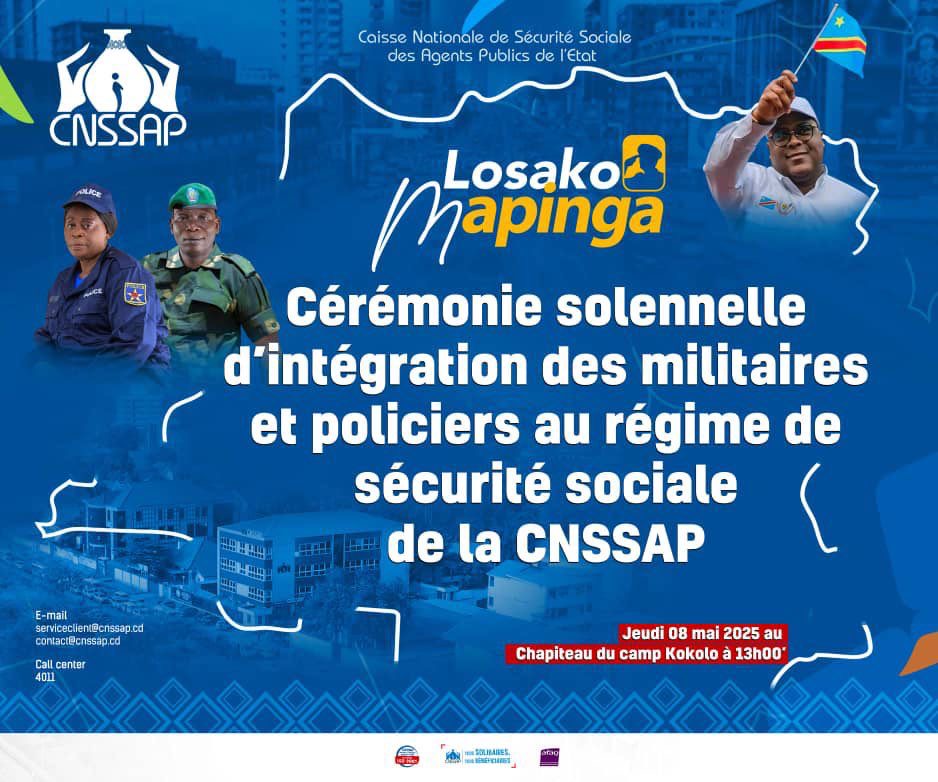 Kinshasa intègre pour la première fois militaires et policiers au régime de sécurité sociale de la CNSSAP