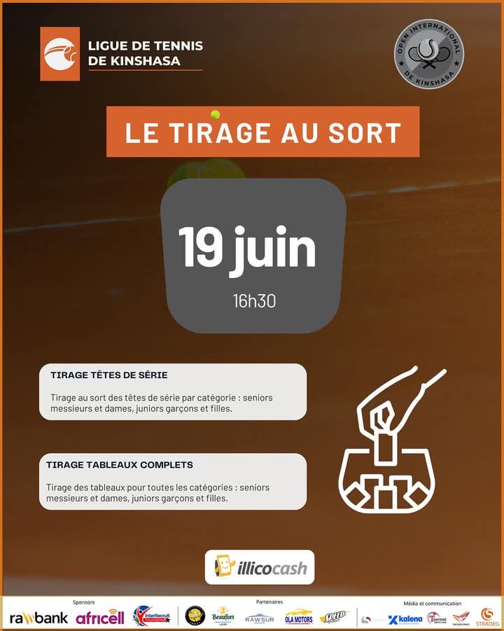 Tennis/Open International de Kinshasa : La date du tirage au sort connue