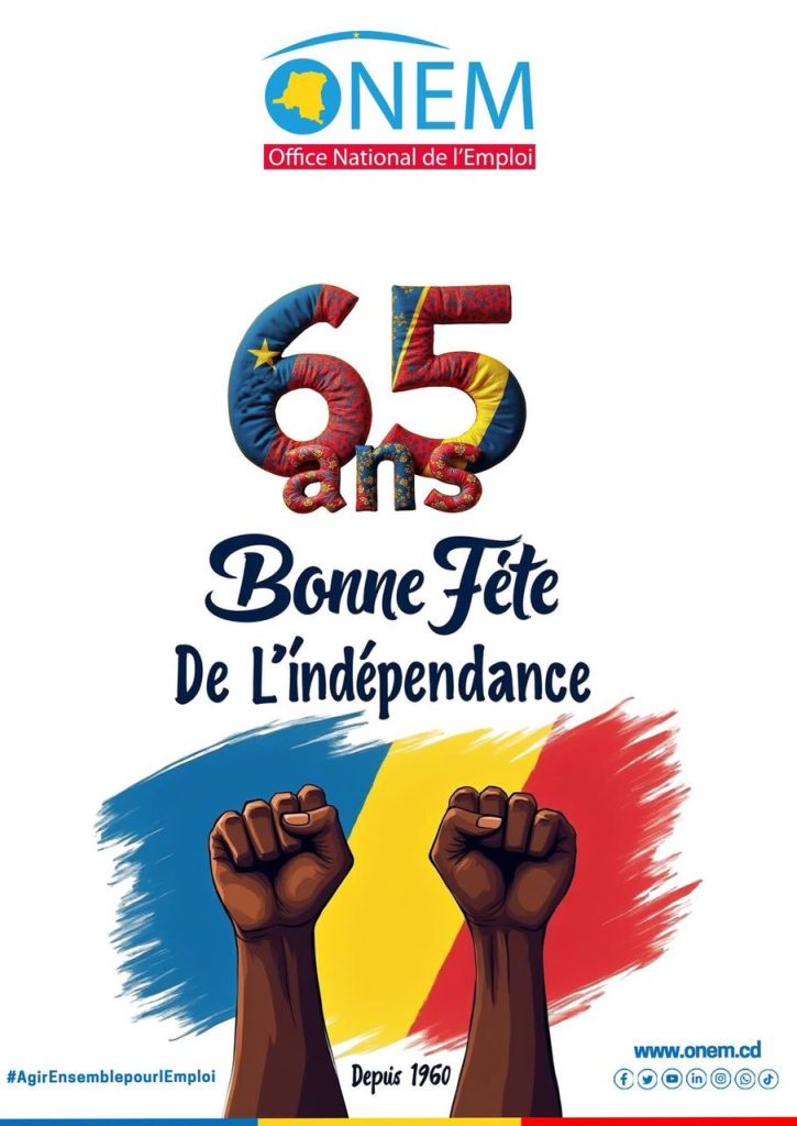 L’Office National de l’Emploi fête le 65ᵉ anniversaire de l’indépendance de la RDC et l’accord de paix