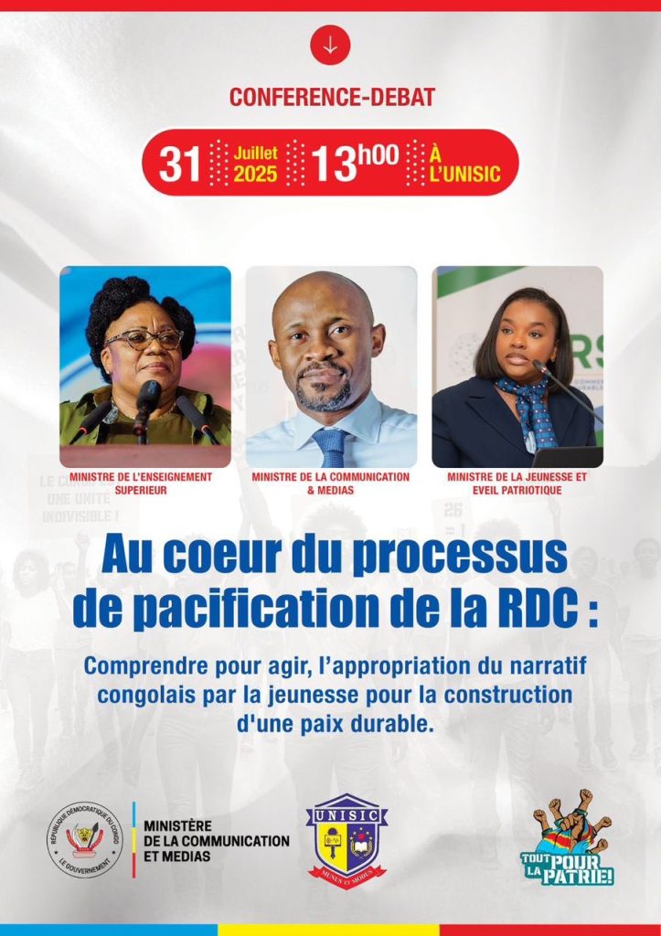 Au cœur du processus de pacification de la RDC : Patrick Muyaya invite la jeunesse estudiantine de l’UNISIC à s’approprier le narratif congolais