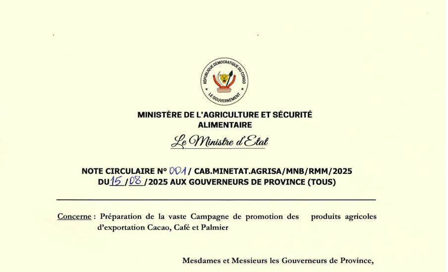 La RDC lance mes préparatifs pour une vaste campagne de promotion du cacao, du café et du palmier à huile