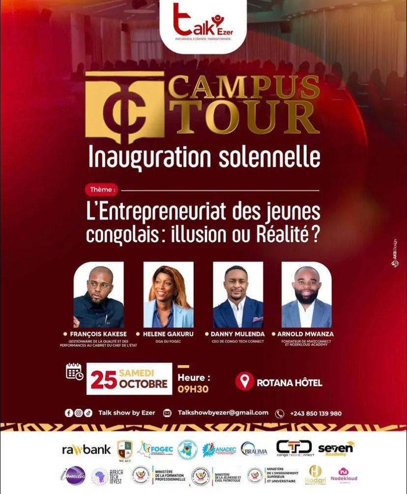 Le Campus Tour by Talk Ezer inaugure sa première édition pour inspirer et transformer la jeunesse congolaise