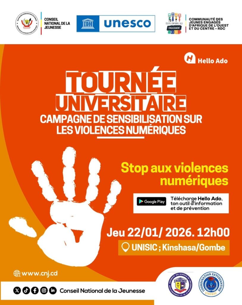 Violences numériques : Lee Conseil National de la Jeunesse lance une tournée universitaire à l’UNISIC ce 22 janvier