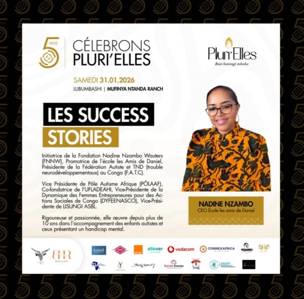 Lubumbashi : Nadine Nzambo dédiera sa Success Story à l’inclusion et à l’espoir lors du 5ème anniversaire de Pluri’elles