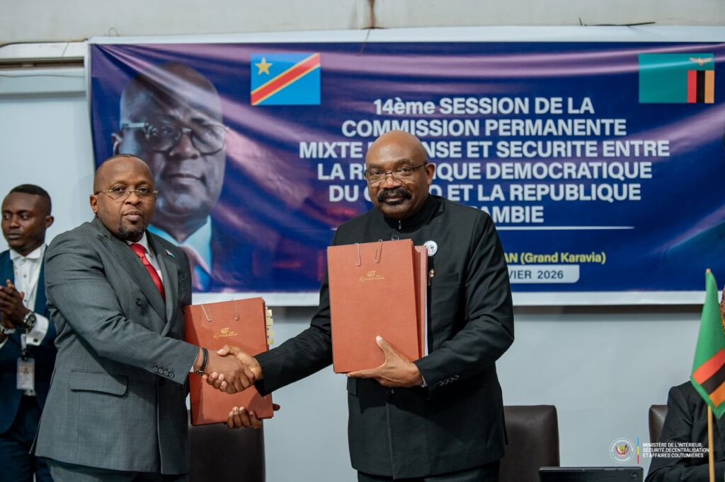 Lubumbashi : La RDC et la Zambie renforcent leur coopération sécuritaire à l’issue de la 14ᵉ session de la Commission mixte Défense et Sécurité
