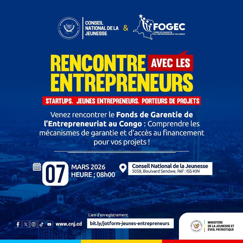 Kinshasa : Le CNJ organise une matinée d’échange avec le FOGEC pour rapprocher les jeunes entrepreneurs du financement
