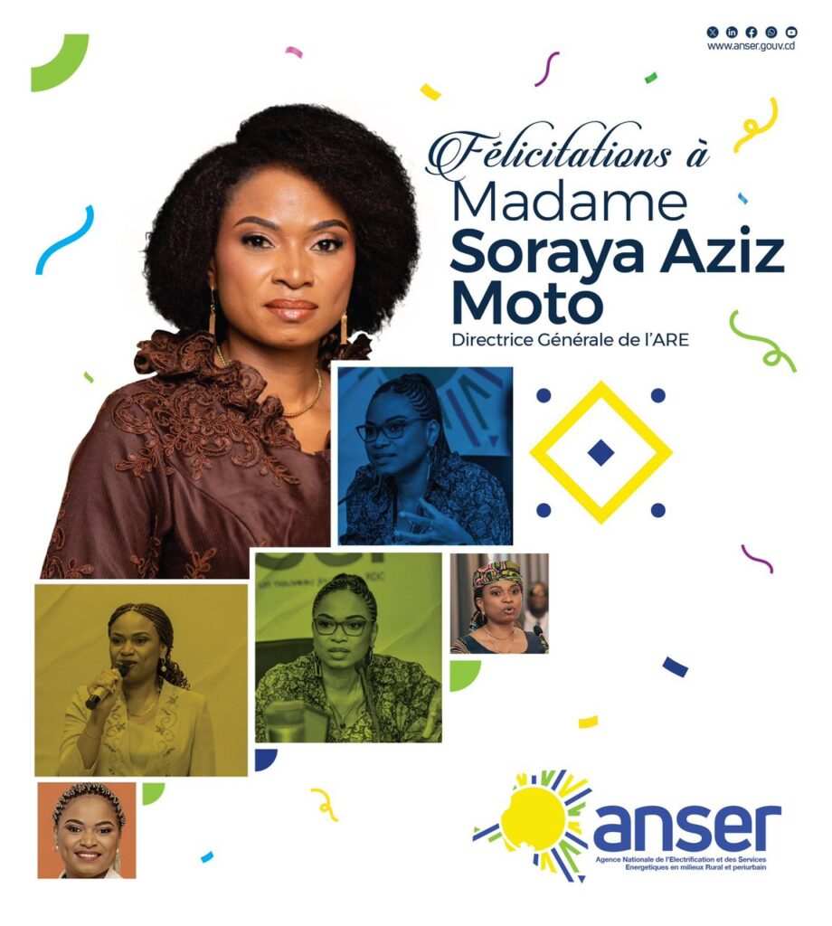 RDC : L’ANSER félicite Soraya Aziz Moto pour sa nomination à la tête de l’ARE