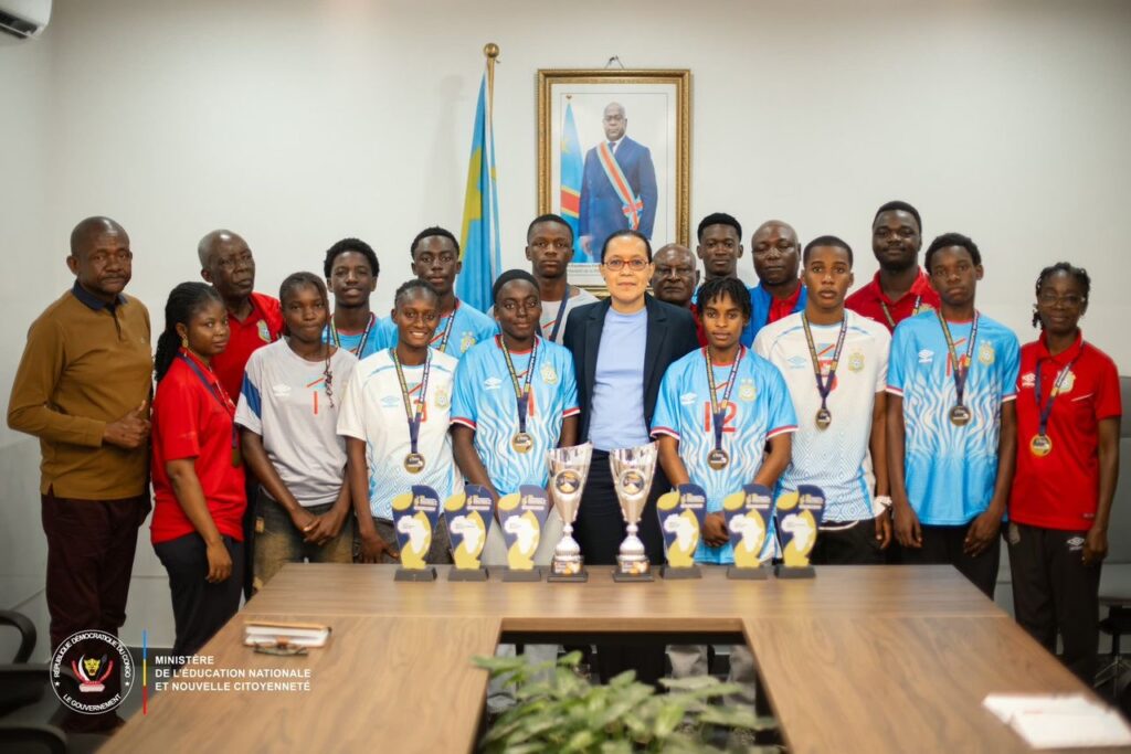 RDC : Raïssa Malu reçoit les Léopards du football scolaire et salue leurs performances continentales