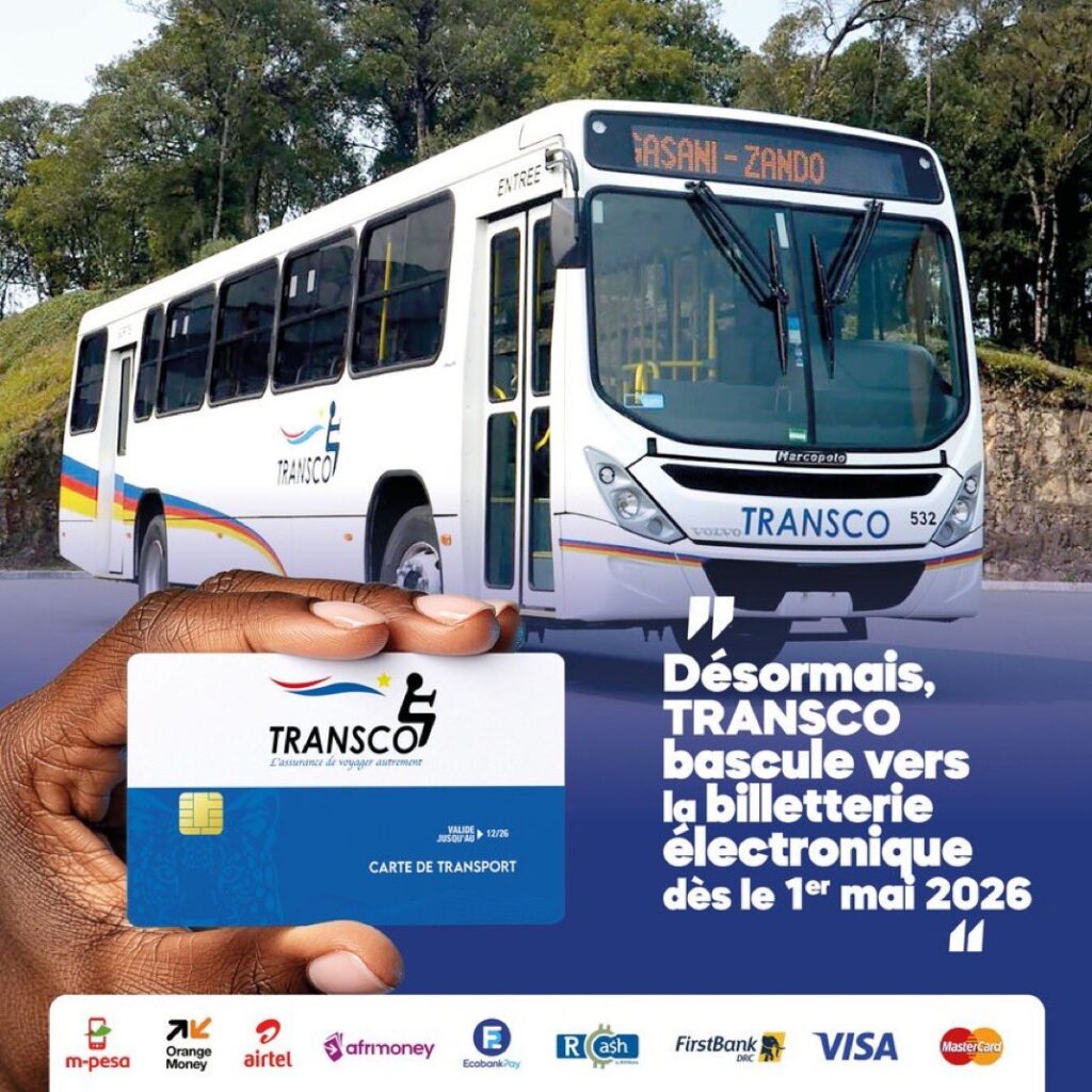 Kinshasa : Transco passe à la billetterie 100 % électronique dès le 1er mai 2026