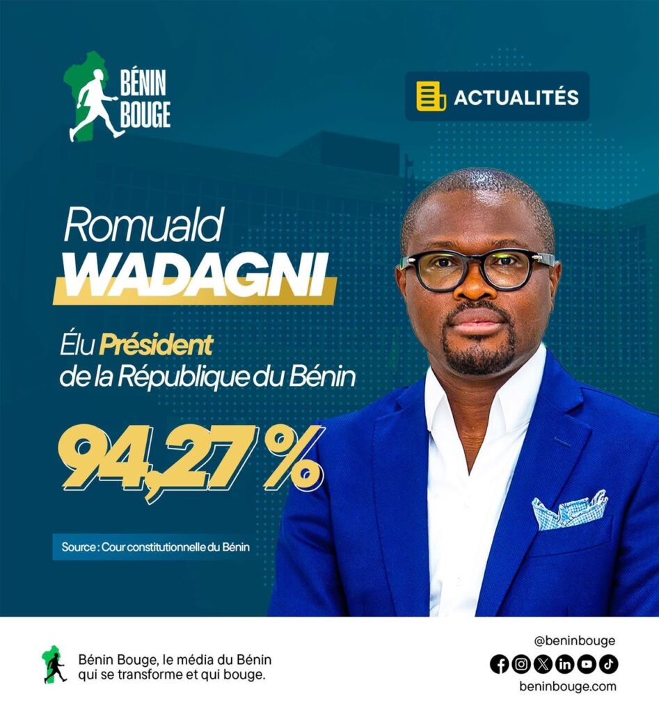 Bénin : Romuald Wadagni officiellement élu président avec 94,27 % des voix
