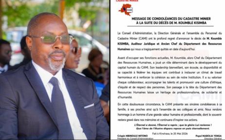 CAMI : Après le décès de l’auditeur juridique Koumble Kisimba, ses collègues appellent à la lumière sur les circonstances de sa mort