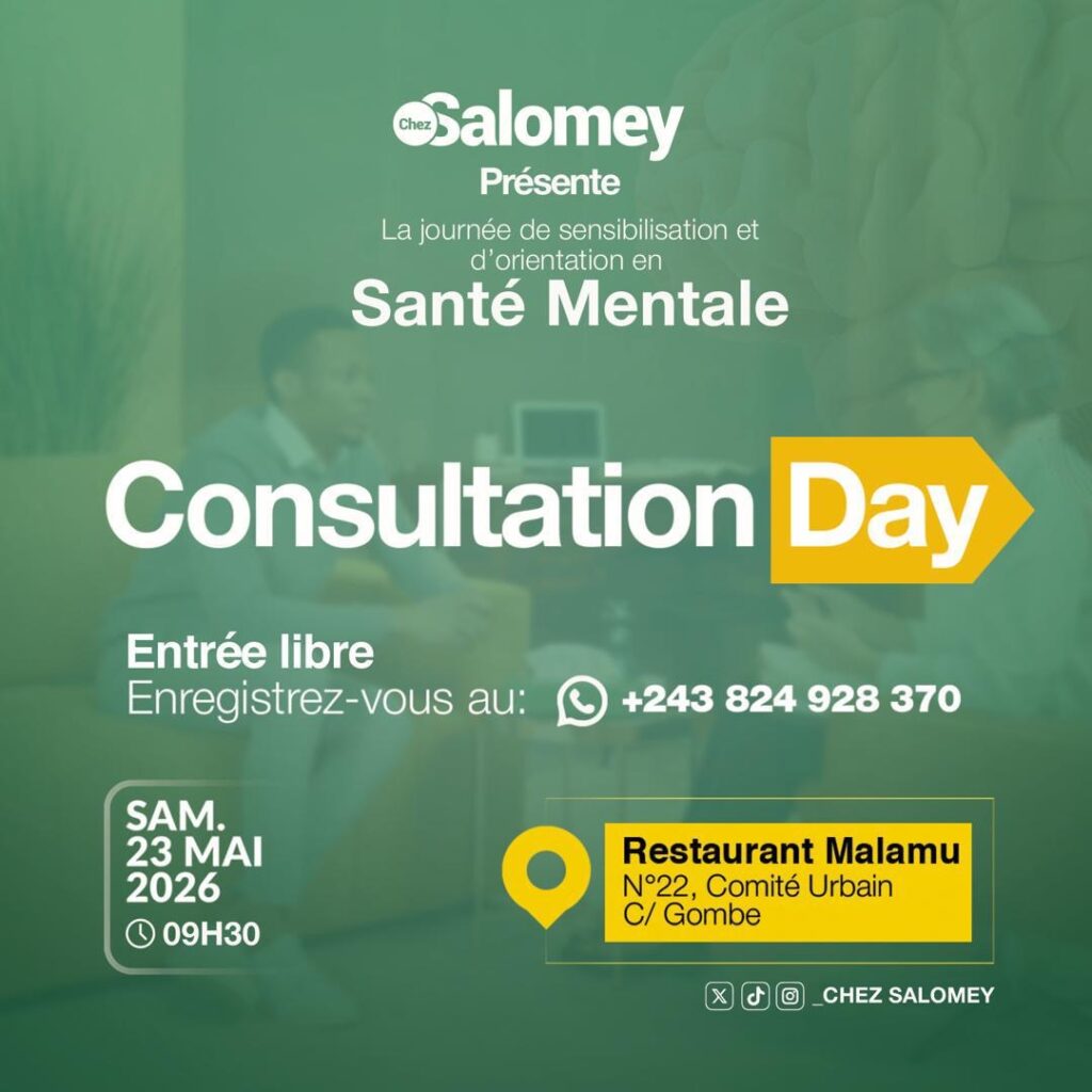 Kinshasa : Chez Salomey lance le « Consultation Day » ce 23 mai pour sensibiliser et offrir un accompagnement en santé mentale