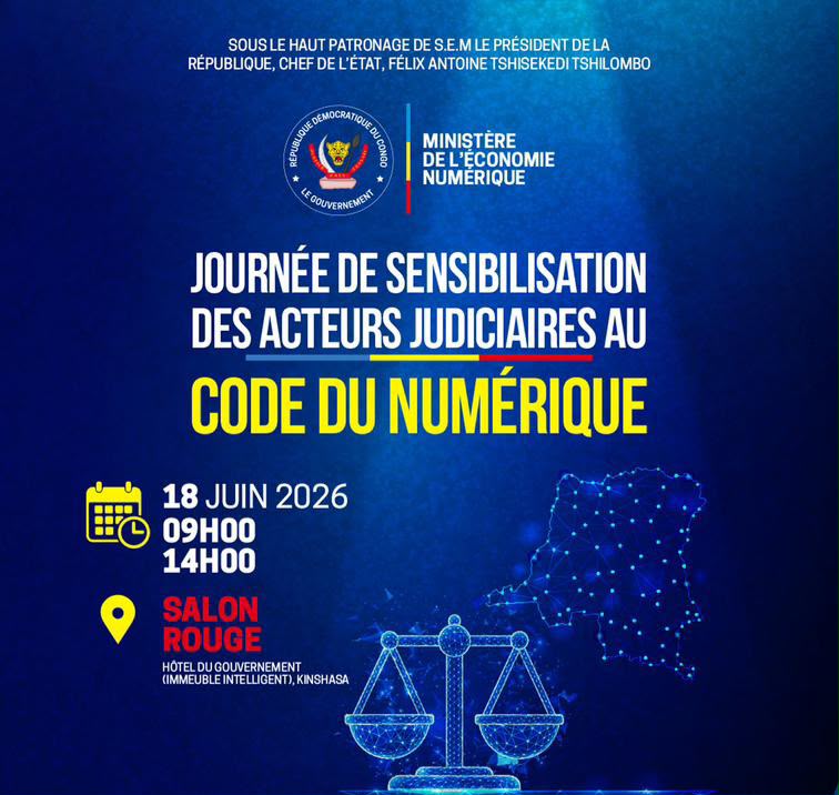 Kinshasa : les acteurs judiciaires attendus ce 18 juin pour une journée de sensibilisation au Code du numérique