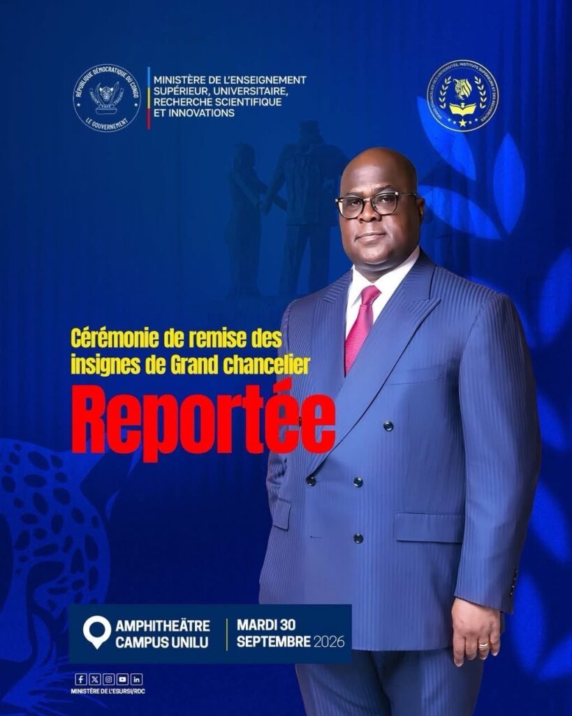 RDC : la cérémonie de remise des insignes de Grand Chancelier à Félix Tshisekedi reportée
